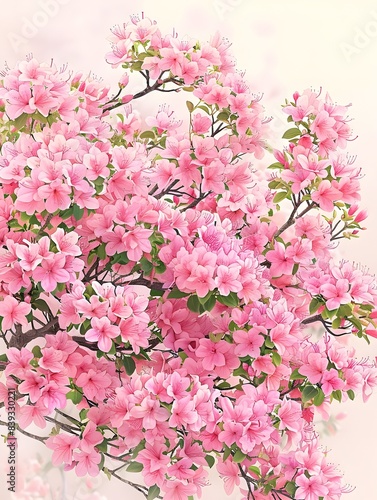 A Lush and Vibrant Pink Azalea Bush Covered in Delicate Blossoms photo
