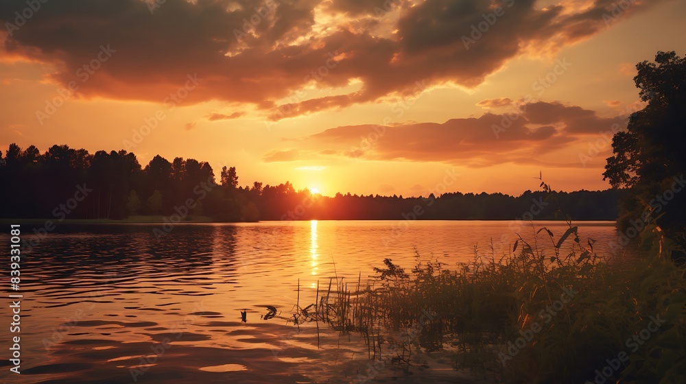 An album or playlist of ambient sounds recorded at the lake during different times, emphasizing sunset.
