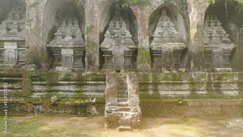 Historical Pura Gunung Kawi temple. Bali ancient architecture, kawi mountain with royal tombs