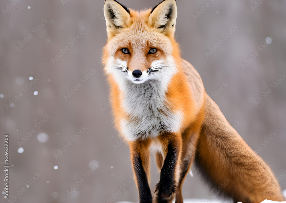 A happy red fox in the snow A happy red fox in the snow