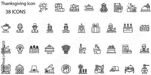 Wallpaper Mural Thanksgiving Icons bundle. Linear dot style Icons. Vector illustration
 Torontodigital.ca