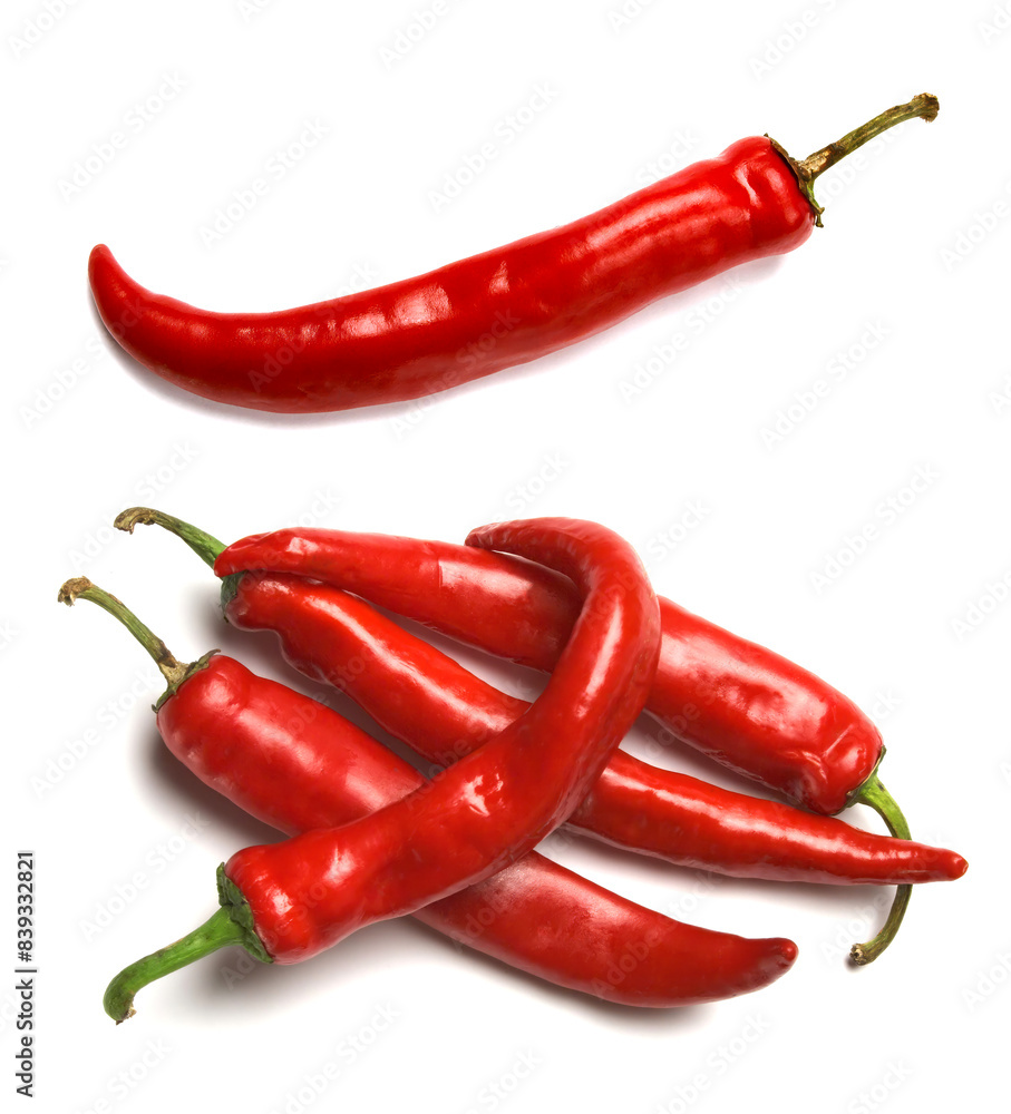 Bunch of red hot chilli peppers and one aside Bunch of red hot chilli peppers and one aside