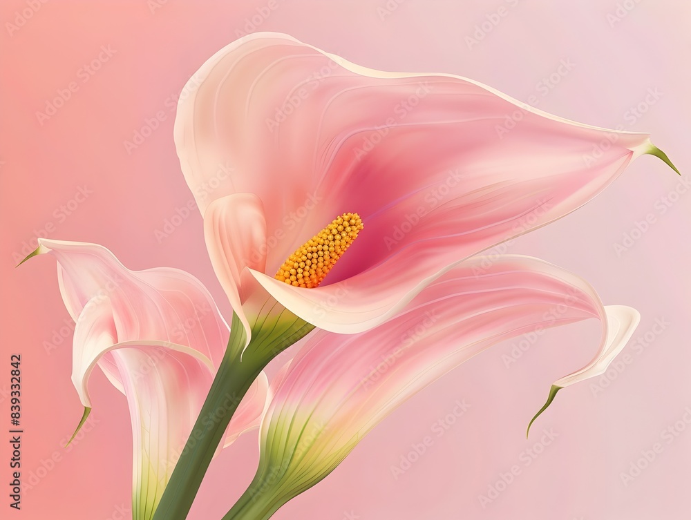 Elegant Pink Calla Lily Flower in Soft Focus with Minimalist Background Elegant Pink Calla Lily Flower in Soft Focus with Minimalist Background