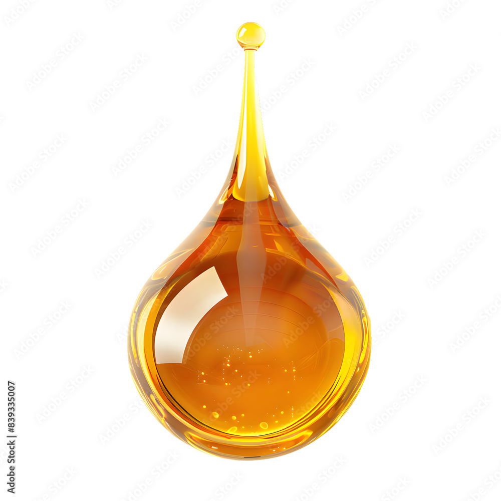 Photorealistic glossy yellow oil drop isolated on transparent background Photorealistic glossy yellow oil drop isolated on transparent background