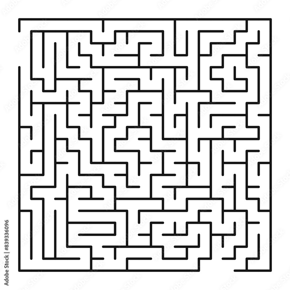 Maze shape design element. There is one entrance and exit and one correct path, but many paths lead to dead ends.