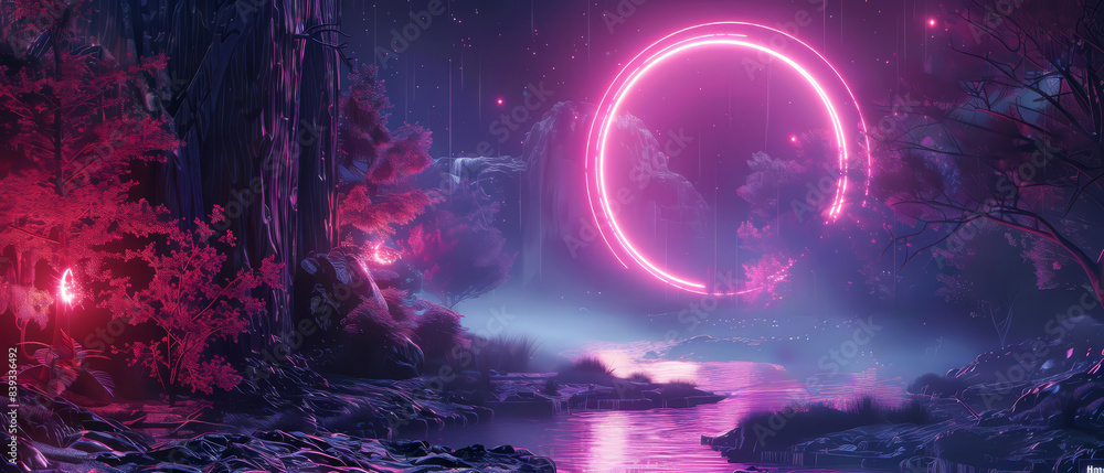 Fototapeta premium A mystical moonlit forest