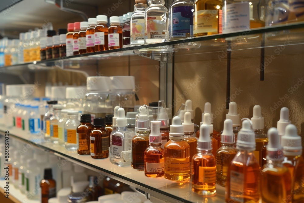 Wide Array of Cold Medicines and Nasal Sprays on Pharmacy Shelf for Common Cold Treatment Options Wide Array of Cold Medicines and Nasal Sprays on Pharmacy Shelf for Common Cold Treatment Options