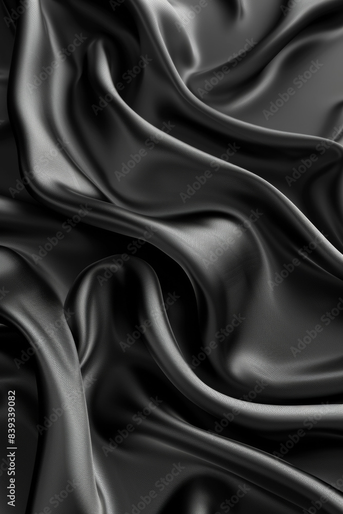 A close-up of smooth, flowing black satin fabric with intricate folds and rich texture, creating a luxurious and elegant appearance. A close-up of smooth, flowing black satin fabric with intricate folds and rich texture, creating a luxurious and elegant appearance.
