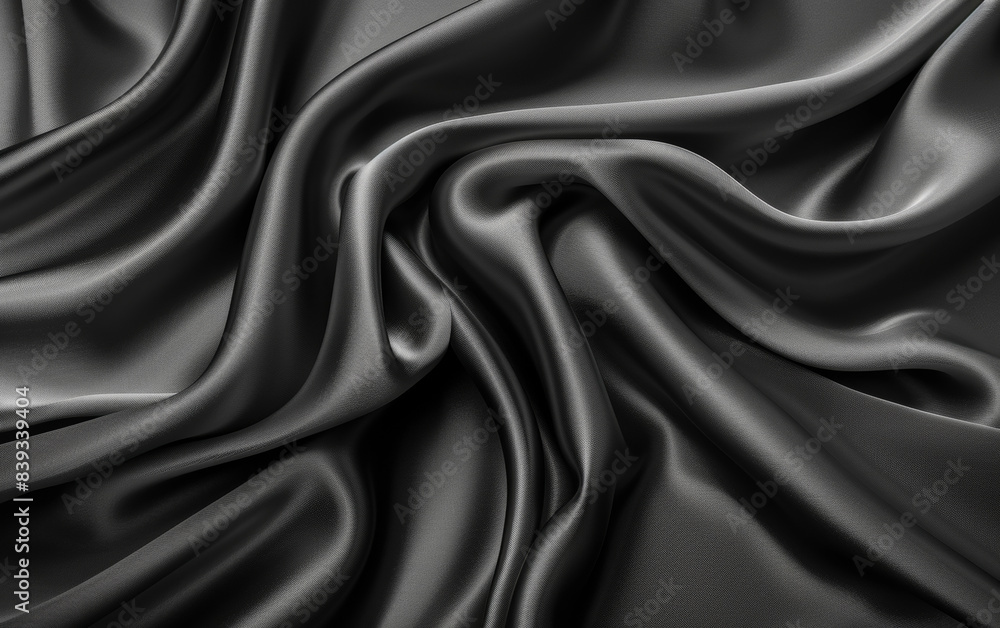 Elegant black silk fabric with flowing waves and smooth texture, representing luxury and sophistication, perfect for backgrounds and design concepts. Elegant black silk fabric with flowing waves and smooth texture, representing luxury and sophistication, perfect for backgrounds and design concepts.