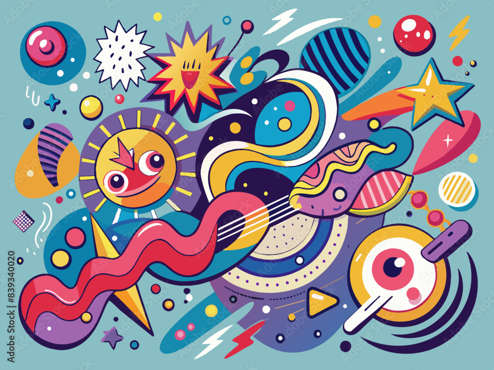 Fototapeta premium Cute Vintage Abstract Wallpaper Texture. Colorful and fun streamers in the retro style
