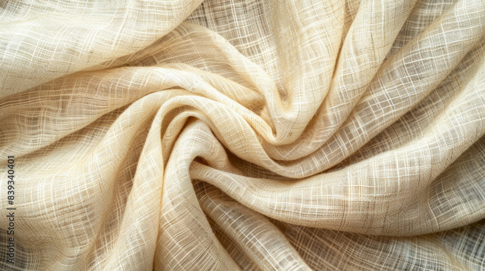 Close-up of elegant beige fabric with a subtle plaid design, soft texture, and natural light, creating a soothing and luxurious ambiance for textile projects. Close-up of elegant beige fabric with a subtle plaid design, soft texture, and natural light, creating a soothing and luxurious ambiance for textile projects.