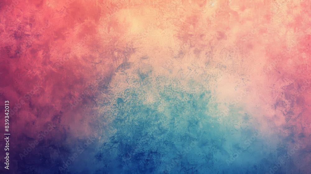 Vibrant gradient background with a textured surface. Featuring warm reds transitioning into cool blues, perfect for graphic design projects and digital art.