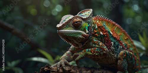 photo Exotic Reptile of chameleon with various colors of nature © Dwi