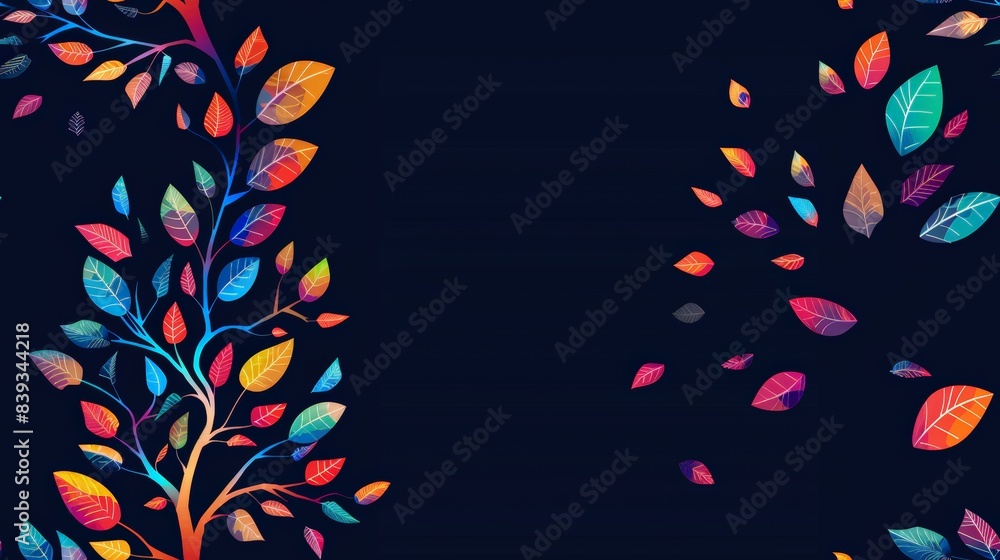 Obraz premium Ornamental vector tree with colorful leaves, suitable for festive occasions Seamless Pattern