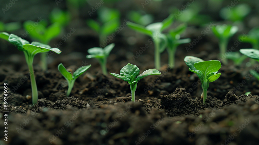 tiny green seedlings emerging from fertile soil, symbolizing new beginnings tiny green seedlings emerging from fertile soil, symbolizing new beginnings
