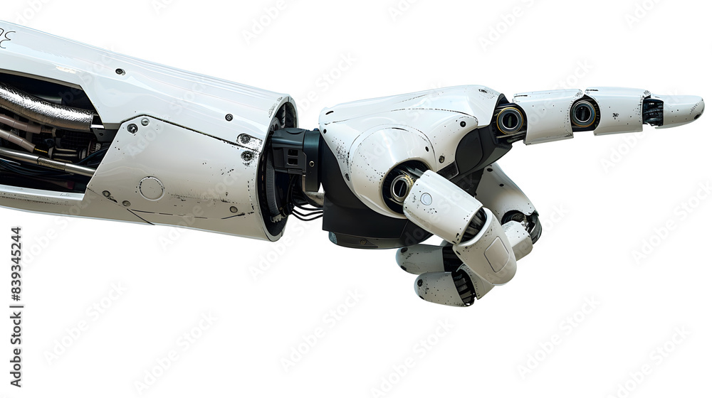 Robot hand pointing index finger, showing gesture, isolated on transparency background. technology of artificial intelligence , PNG cut out Robot hand pointing index finger, showing gesture, isolated on transparency background. technology of artificial intelligence , PNG cut out