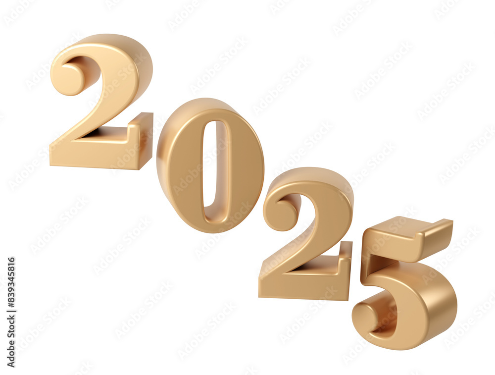 Happy New Year 2025 3D numbers. Holiday christmas golden celebration design. Premium element Illustration for poster, banner, calendar and greeting card Happy New Year 2025 3D numbers. Holiday christmas golden celebration design. Premium element Illustration for poster, banner, calendar and greeting card