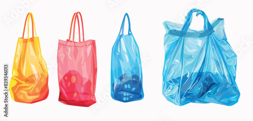 This is an illustration of a small plastic bag, a polythene grocery package with handles