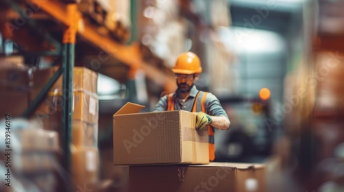 Warehouse worker in the foreground generative ai