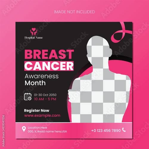 Breast Cancer Awareness Month Day Instagram ads and Social Media Post design