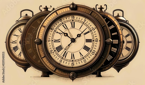 antique clock isolated on white