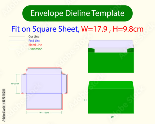 Butterfly Popup Envelope W 17.9, H 9.8cm Dieline Template photo