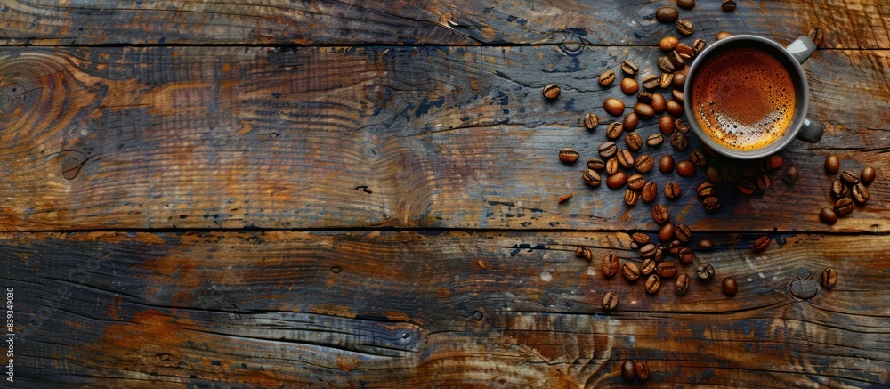 espresso coffee bean and coffee cup on dark wood table espresso coffee bean and coffee cup on dark wood table