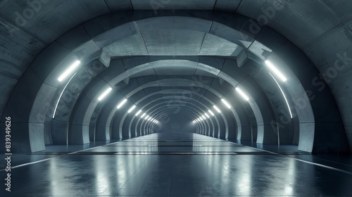 underground tunnel with futuristic lighting and geometric shapes 3d rendering