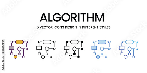 Algorithm icons vector set stock illustration. © vector squad