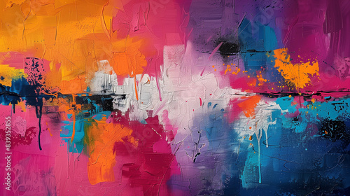 Abstract acrylic paintings in vintage oil painting style, vibrant and bold abstract designs.