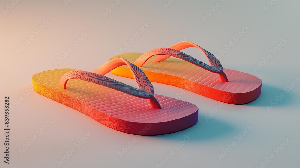Pair of colorful flip flops on white background. Pair of colorful flip flops on white background.