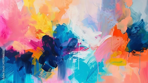 vibrant abstract color explosion with bold brushstrokes and organic shapes contemporary art