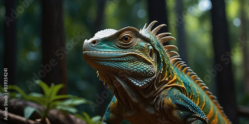 photo Exotic Reptile of iguana with various colors of nature