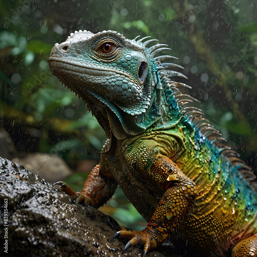 photo Exotic Reptile of iguana with various colors of nature