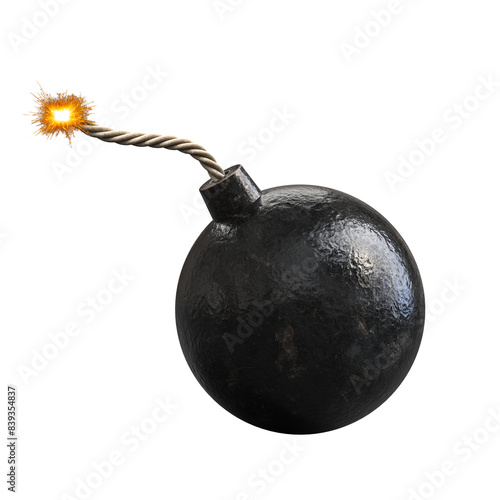Tableau sur toile Classic cartoon bomb with lit fuse