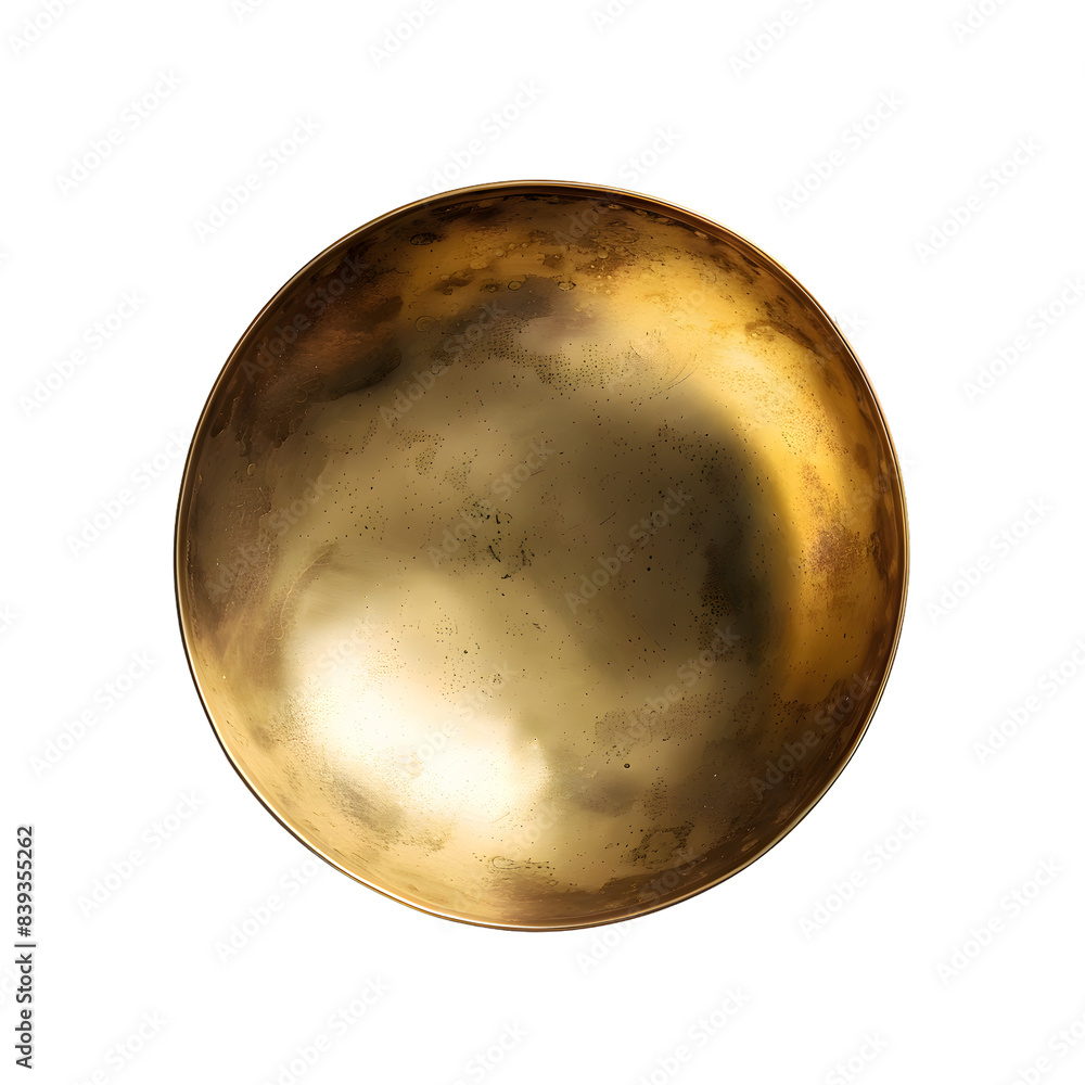 Golden brass bowl, top view, isolated on transparent background Golden brass bowl, top view, isolated on transparent background