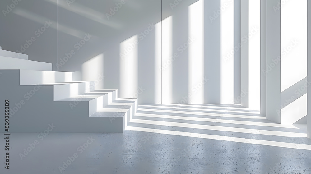 Obraz premium 3d white futuristic outdoor environment with shades in daylight 