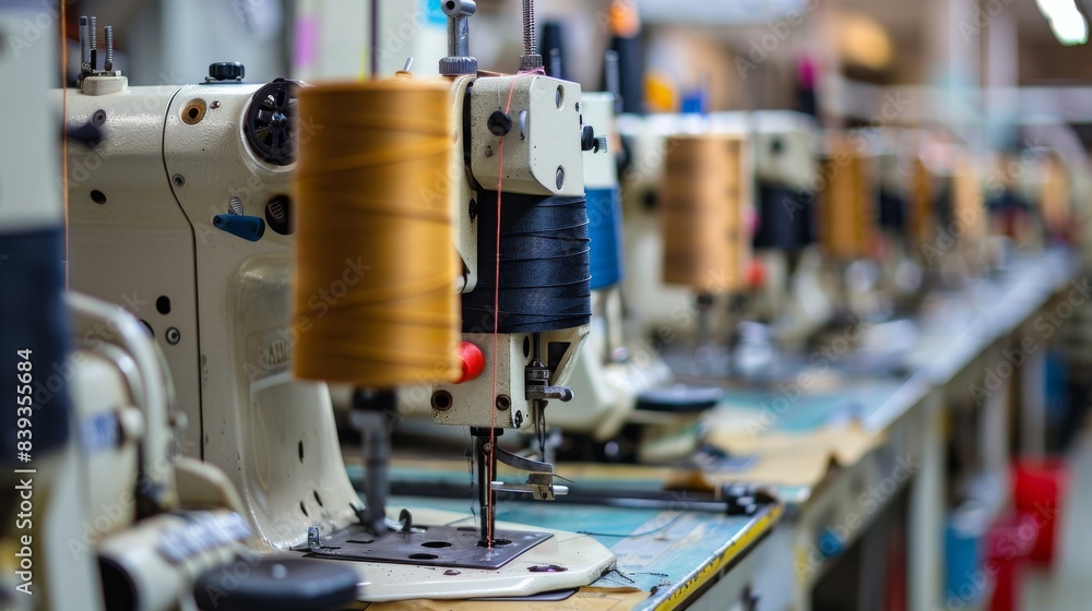 A sewing machine with a red button on it A sewing machine with a red button on it