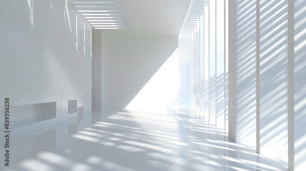 Obraz premium 3d white futuristic outdoor environment with shades in daylight 