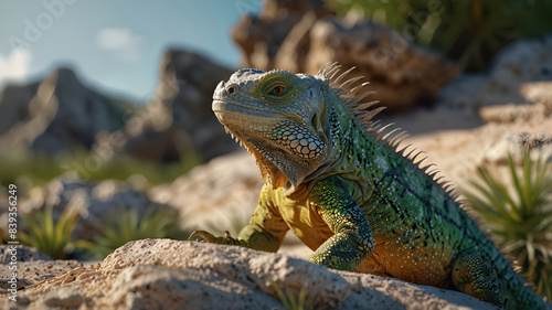 photo Exotic Reptile of iguana with various colors of nature