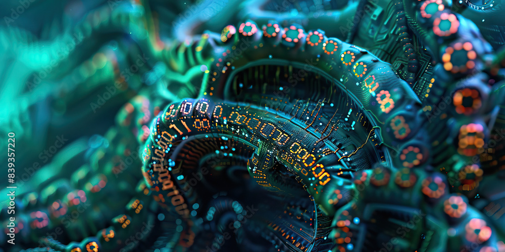 custom made wallpaper toronto digitalBiomorphic Binary: Organic shapes reminiscent of living creatures, intertwined with binary code and digital circuitry.