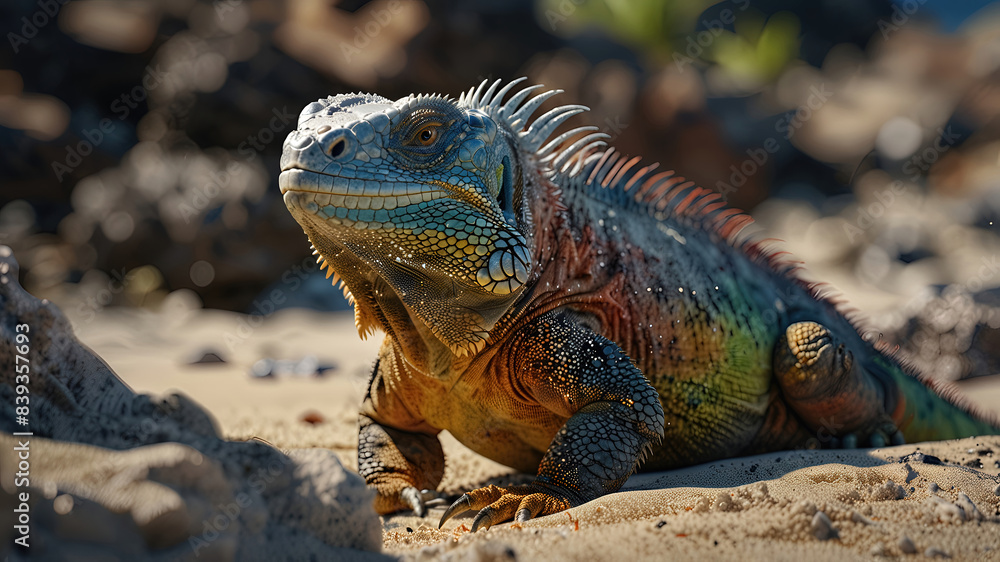 photo Exotic Reptile of iguana with various colors of nature photo Exotic Reptile of iguana with various colors of nature