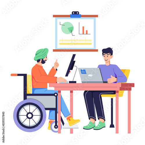 Handy flat illustration depicting corporate diversity 