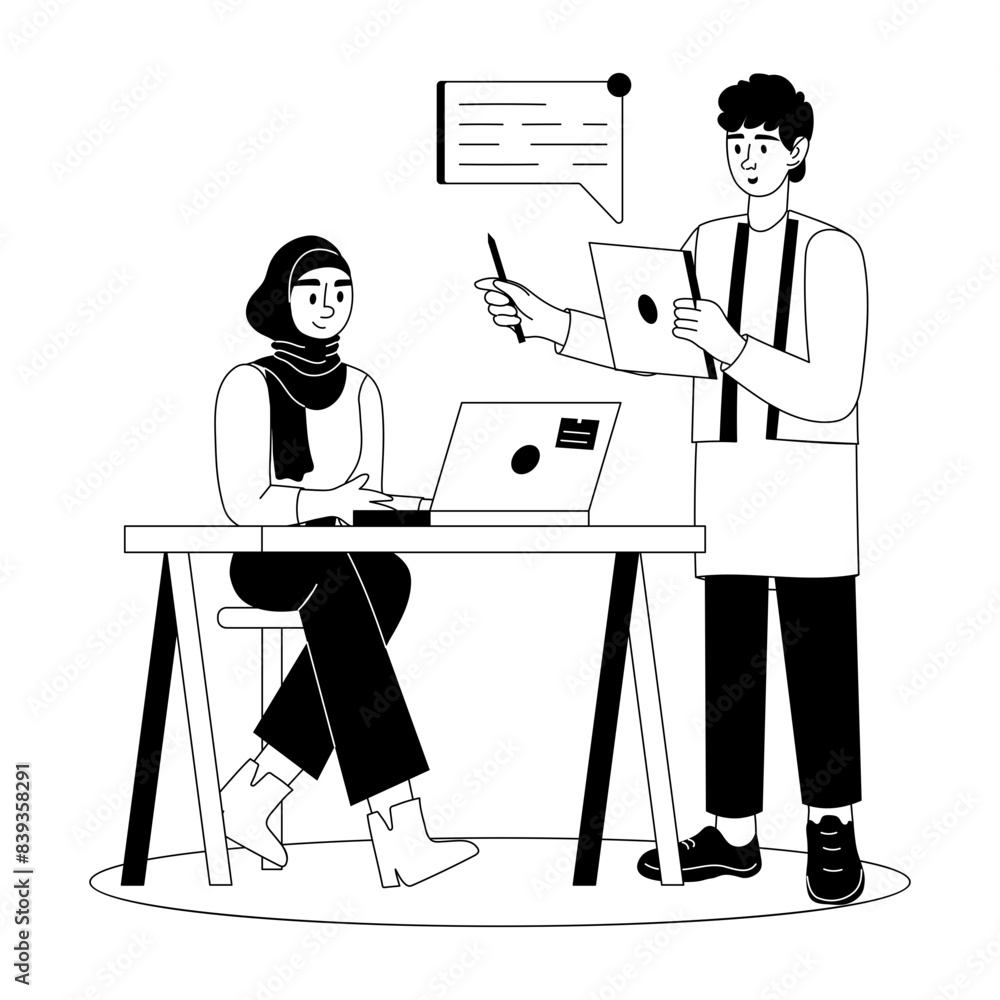 Easy to edit glyph illustration of diversity training Easy to edit glyph illustration of diversity training