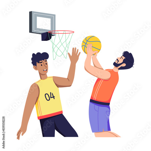 Ready to use flat illustration of playing basketball 