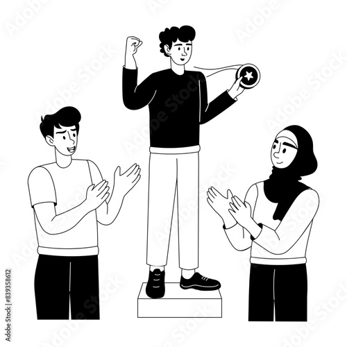Check out glyph illustration of winner celebration 