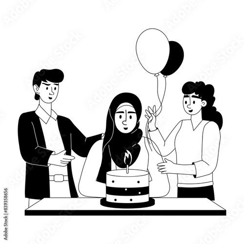 Get this glyph illustration of birthday celebration 