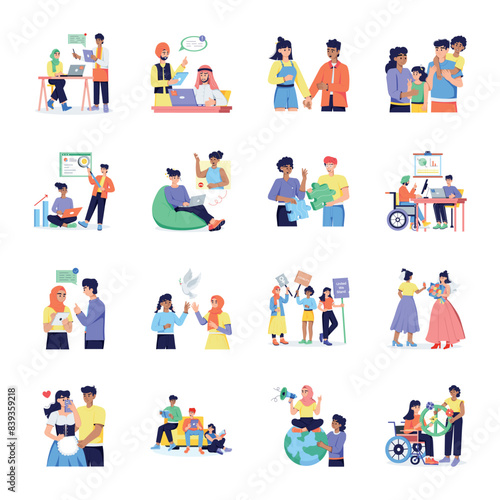Collection of Multicultural People Flat Illustrations   
