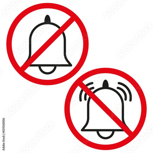 Silent mode icons. No bell ringing symbols. Sound off and mute notifications concept. Vector illustration. EPS 10.