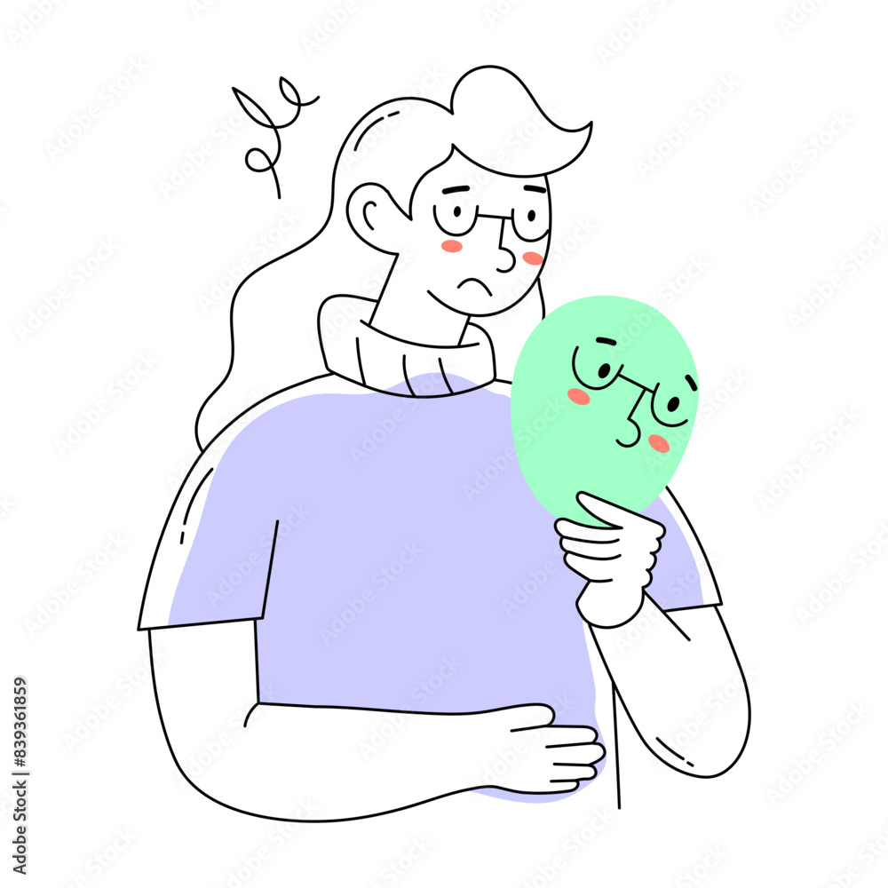 An editable doodle mini illustration of imposter syndrome